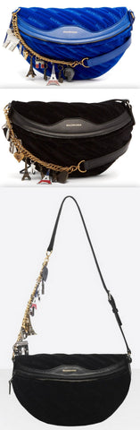 Small Velvet Jacquard Logo Belt Bag - Blue or Black