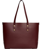 Embossed Crest Small Leather Tote, Burgundy