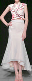 Embroidered Sleeveless Crop Top and Long Trumpet Skirt