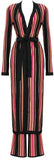 Long Striped Stretch Robe Coat and Pant Set