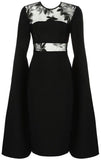 Black Long-Sleeve Knee-Length Cocktail Dress