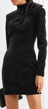 Bow-detailed glittered Velvet Mini Dress
