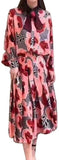 Poppy-Print Blouse and Pleated Skirt Set