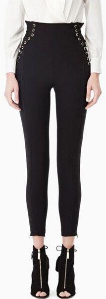 Black Side-Lace-Up Pants - DESIGNER INSPIRED FASHIONS