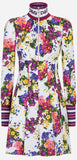Floral-Printed Logo-Neck Mini Dress