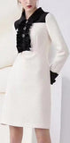 Bicolor Long-Sleeve Ruffle Mini-Dress