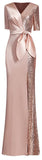 Half Sequin and Satin Gown
