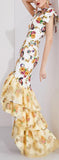 Printed Gown with Tiered Tulle Hem | DESIGNER INSPIRED FASHIONS