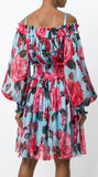 Cold Shoulder Rose Print Dress *Limited Stock* - custom made