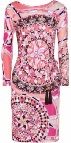 Pink Printed Jersey Silk Dress - DESIGNER INSPIRED FASHIONS