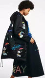 'Rain Rain Go Away' Black Windbreaker Coat - DESIGNER INSPIRED FASHIONS