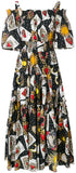 Playing Cards Printed Flared Dress
