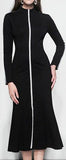 Contrast Black Midi Dress