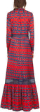 Red Ebony Full Length Shirt Dress