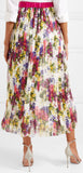 Pleated Printed Chiffon Midi Skirt