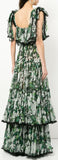 Geranium Printed Long Tiered Dress