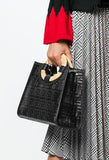Embossed Logo Shoulder Bag, Black