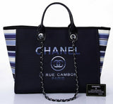 Deville Stripe Tote - Dark Blue, White, Multi Colored