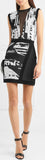 Sleeveless News Intarsia Mini Dress