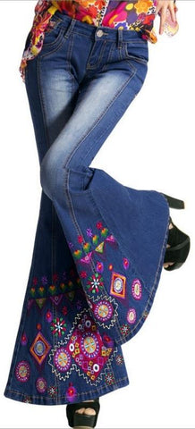 Embellished Faded Bell-Bottom Jeans - DESIGNER INSPIRED FASHIONS