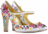 Embellished Closed-Toe White Pump - DESIGNER INSPIRED FASHIONS