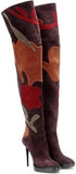 'Allison' Patchwork Over-the-Knee Suede Boot, Oxblood - DESIGNER INSPIRED FASHIONS