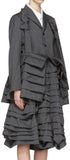 Layered Pinstriped Coat and Skirt Set
