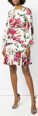 Peony Printed Ruched Waist Dress