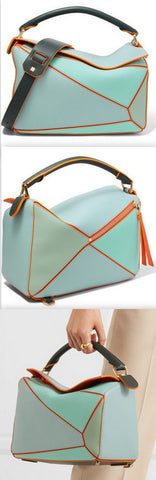Paula's Ibiza Puzzle Color-Block Textured-Leather Shoulder Bag