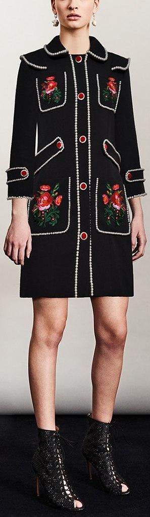 Floral-Embroidered Pearl-Embellished Dress