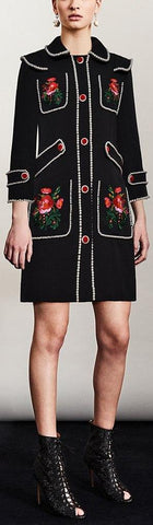 Floral-Embroidered Pearl-Embellished Dress