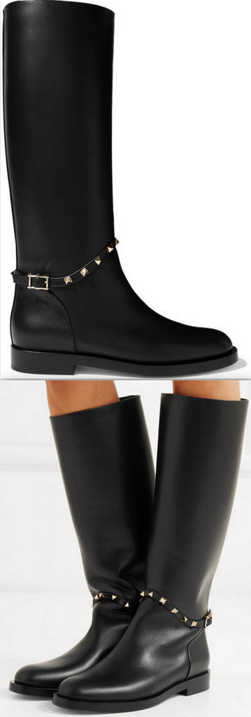 Studded Leather Knee Boots