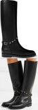Studded Leather Knee Boots