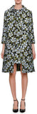 Single-Breasted Floral-Jacquard A-Line Coat