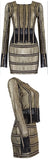 2 Pc Fringed Gold Top & Skirt Set