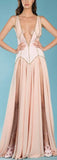 Low-Cut Beaded Stretch Mesh Gown