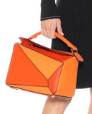 Puzzle Leather Shoulder Bag, Orange
