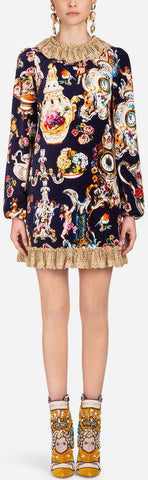 Printed Velvet Dress