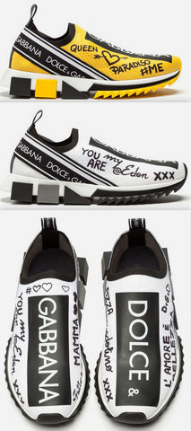 Sneakers in Sorrento Graffiti Print - Yellow or White