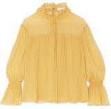 Shirred Silk-Georgette Blouse - Yellow, Pink/Nude, Black, White