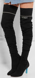 Sock Jersey Over-the-Knee Boots in Black - DESIGNER INSPIRED FASHIONS