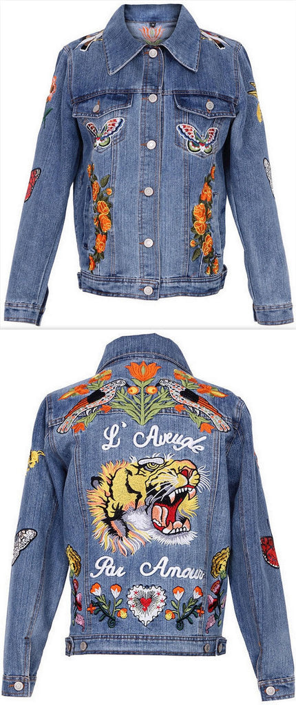 Heavily-Embroidered Denim Jacket - DESIGNER INSPIRED FASHIONS
