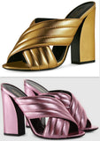 'Webby' Metallic Crossover Leather Sandals - ( Gold, Pink, Silver ) - DESIGNER INSPIRED FASHIONS