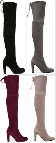 'Highland' Tall Suede Boots - ( Black, Grey, Wine Red, Beige ) - DESIGNER INSPIRED FASHIONS