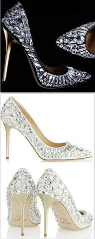 'Tia' Jeweled Leather Pumps in Black or White - DESIGNER INSPIRED FASHIONS
