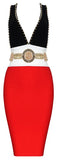Embellished Color-Block Bandage Dress