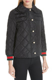 Ruffle Trim Quilted Caban Jacket