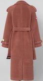 Floral-Appliques Thick Plush Wool Coat