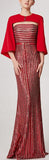 Sequin-Embellished Gown with Capelet