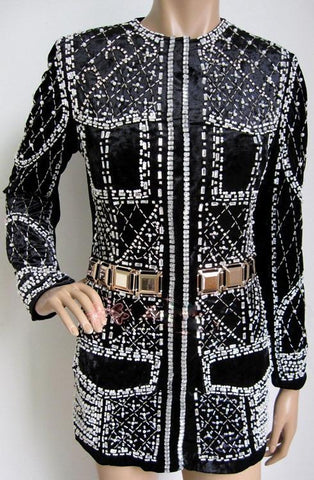 Embellished Black Velour Jacket - DESIGNER INSPIRED FASHIONS